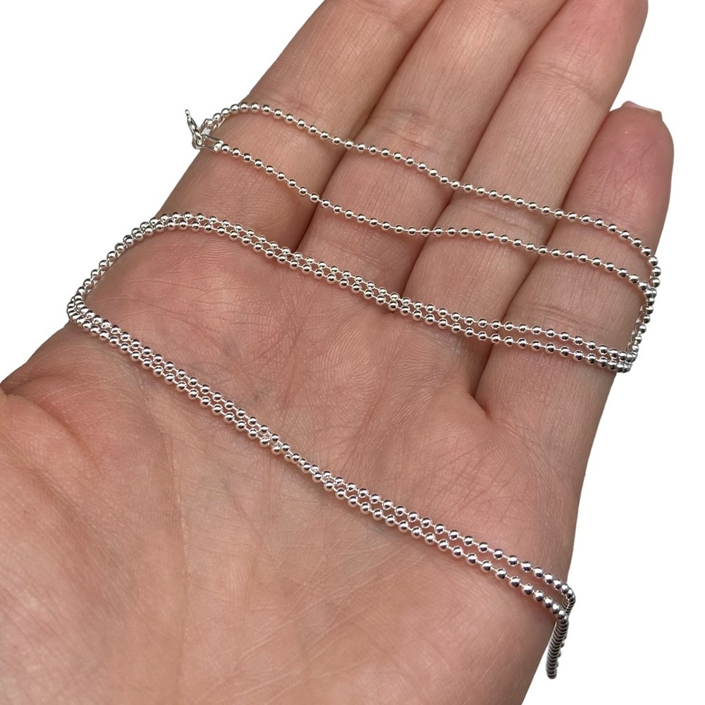 16” Sterling Silver Ball Beaded Chain Necklace Solid 925 Italy Italian Layering - Picture 7 of 9